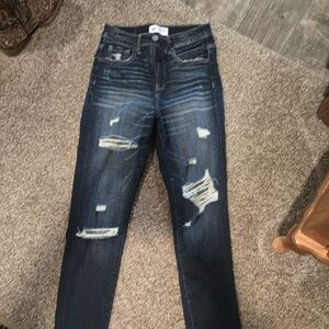 BKE Dark Blue Distressed Skinny Jeans